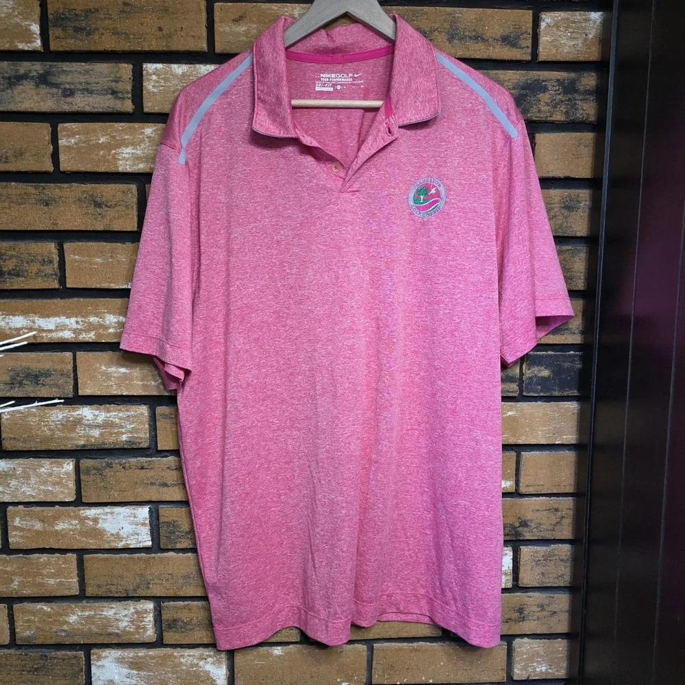 Nike Golf‎ Tour Performance Polo Shirt XL Light Red Pink Heather Stretch Casual